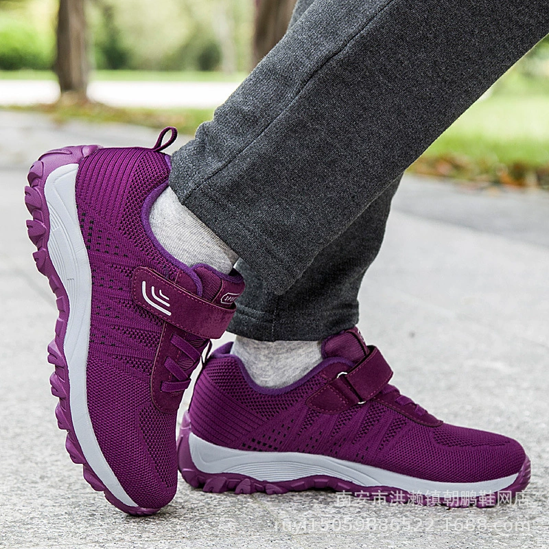 Осенняя обувь для мам среднего и пожилого возраста, Женская Удобная Нескользящая прогулочная обувь, спортивная повседневная обувь для пап, защитная обувь для пожилых людей с пряжкой