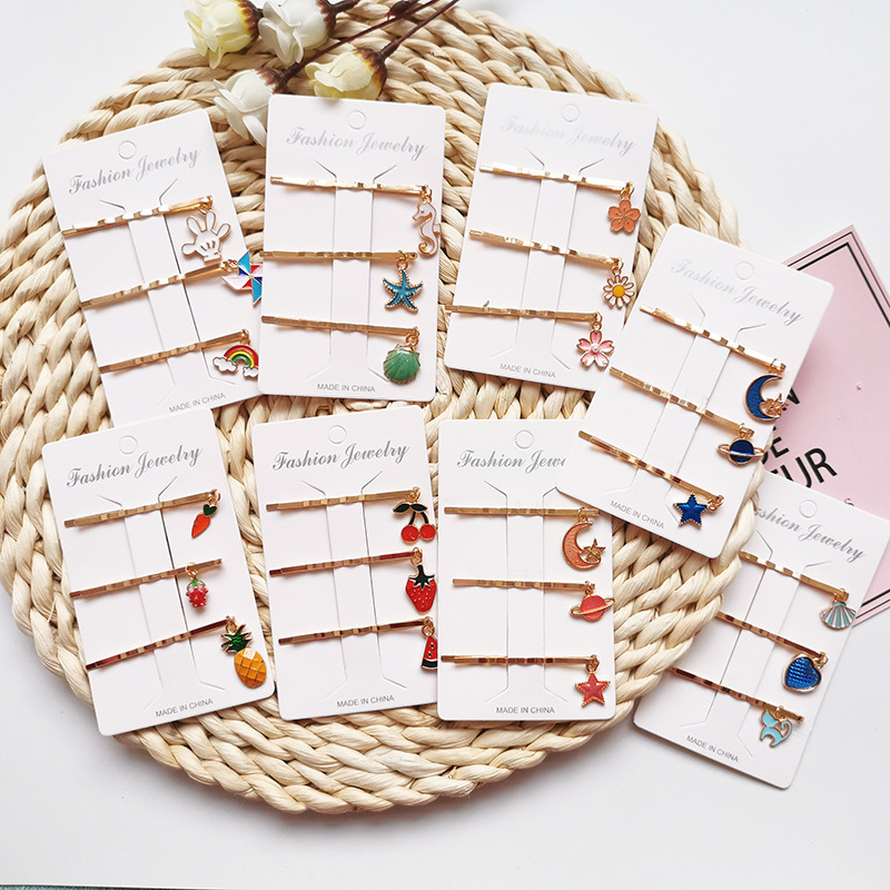 20g Weight Hair Pins, Hair Clip Hair Accessories Type 1 Set Quantity Daily Occasion Metal Material Starry Sky, Fruit, Starfish, Whale Pattern All Seasons Season Women's Gender Cute, Sweet, Korean Style Style Cute Sweet Korean Style Women's Starry Sky Fruit Starfish Metal Hair Pins Hair Clip 1