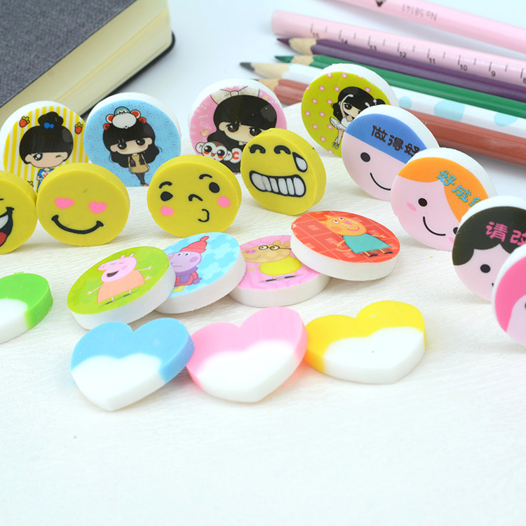 可爱创意卡通笑脸爱心橡皮擦 儿童学生学习奖品文具橡皮擦可定制