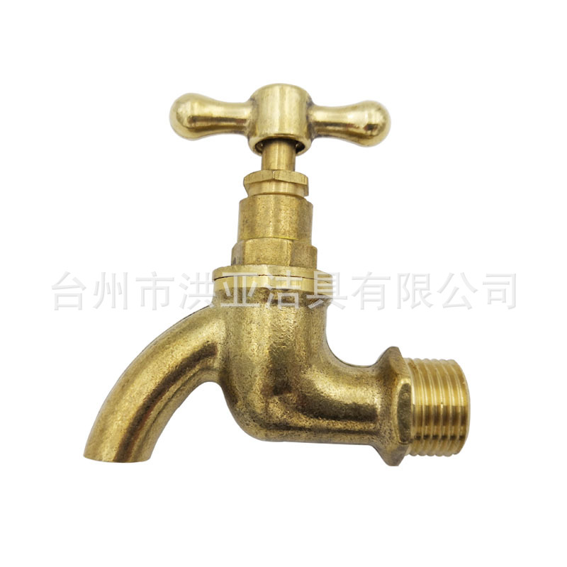 DN15黄铜锻造水嘴英式4分6分复古抛光水龙头户外花园做旧水咀