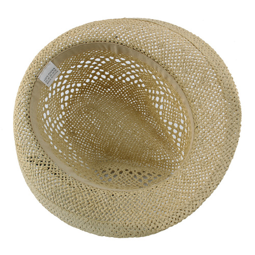 Middle-aged and elderly summer hand-woven hollow straw paper hat belt buckle casual curled jazz hat sun protection hat