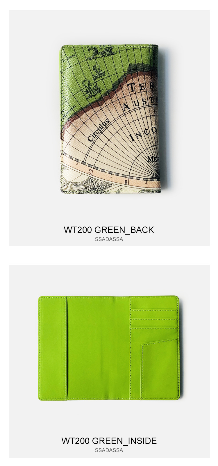 90g Weight Nylon Lining Material Pu Leather Material Unisex Gender Square Shape White, Green, Blue Color Korean Map Passport Bag Travel  Passport Clip Creative Passport Set  Bag Hot Sale Wholesale Nihaojewelry 6