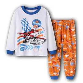 新款长袖童装男童宝宝卡通款黄色飞机内衣家居服套装睡衣K3366