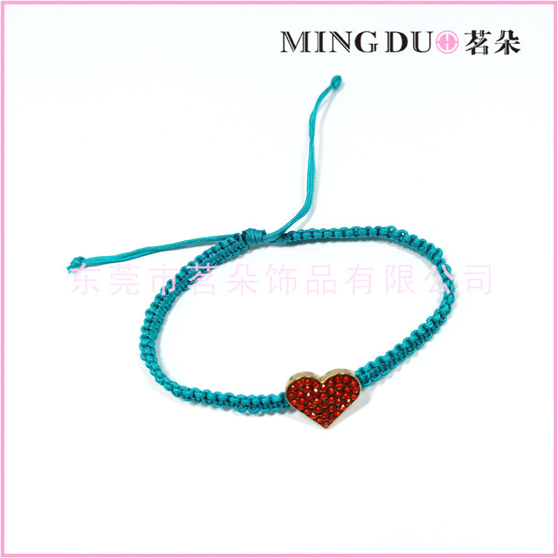 [Qiduo] full Diamond Love bracelet Diamond peach heart bracelet hand-woven friendship bracelet