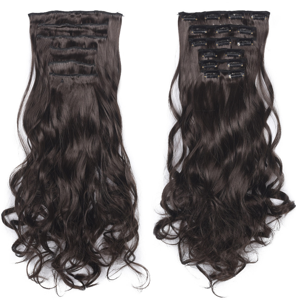 Euramerican clip hair 6-piece set wig piece 16 card long curly hair wig extension piece wig extension piece