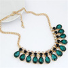 Fashionable short necklace, European style, with gem, Korean style