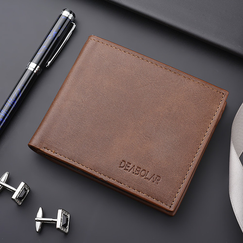 DEABOLAR new short wallet men's retro money wallet hinge multi-card slot zipper card bag cross-border hot sale