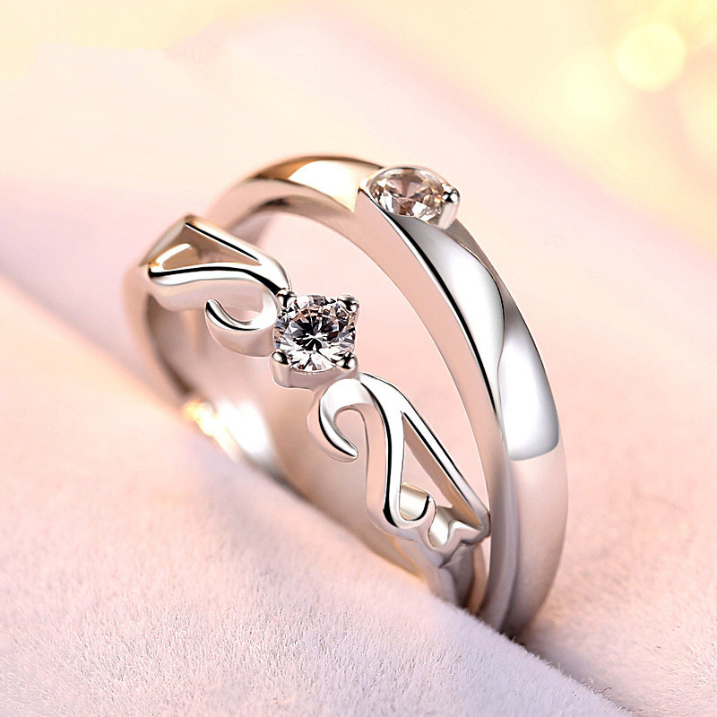 Korean fashion couples speak pairing rings 925 sterling silver…