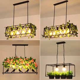 胡里吊灯复古工业风音乐餐厅灯创意植物繁花吊灯个性绿植装饰灯