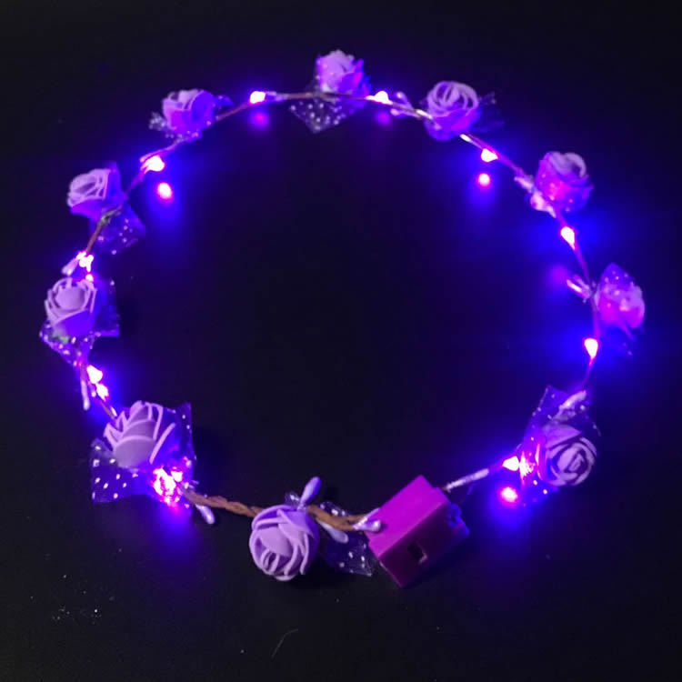 发光10花（PE泡沫花）紫色花环