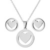 Necklace, chain, set stainless steel heart-shaped, jewelry, 3 piece set, wholesale