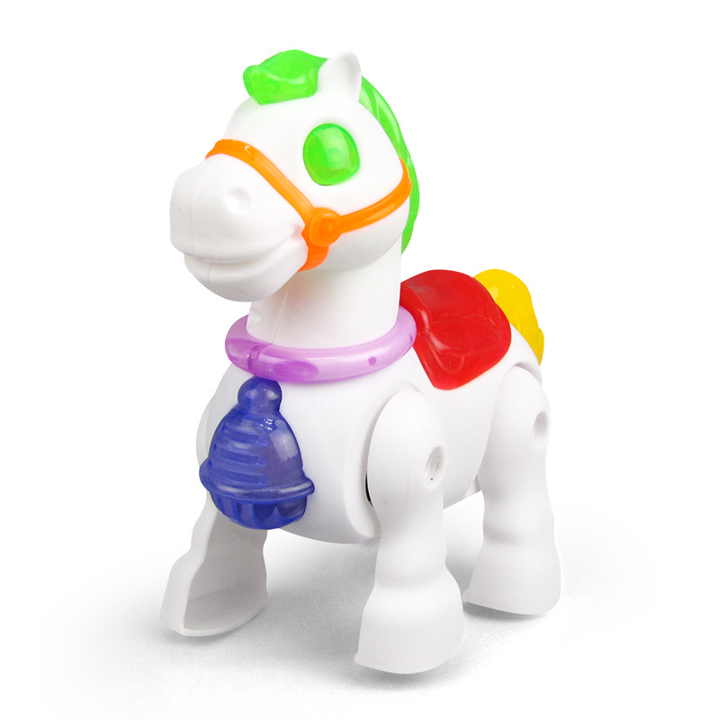 Tiktok mismo estilo cuerda del animal doméstico de los niños Pony Cartoon Electric Light Music walking stall Venta caliente juguetes al por mayor