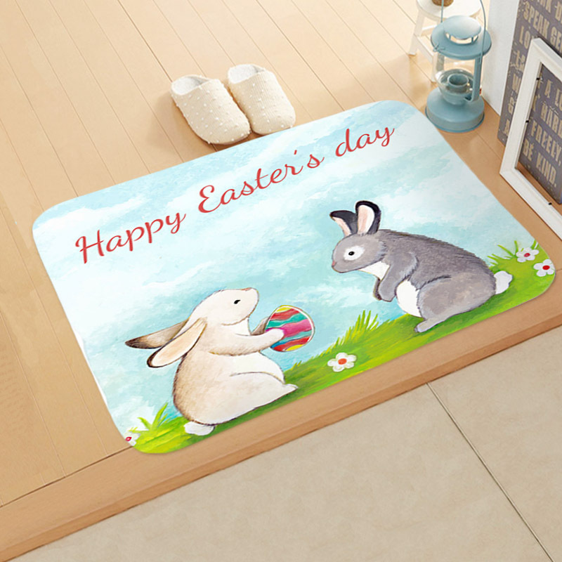 Easter Thanksgiving Floor Mat Cute Rabbit Bathroom Non-slip Rug display picture 4