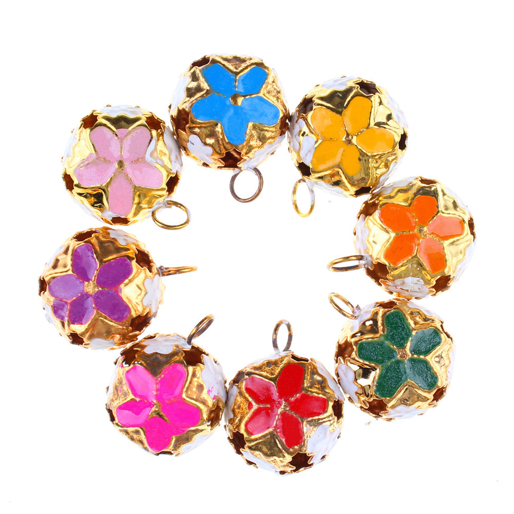 1 cloisonne estilo japonés flor bola campana hecha a mano DIY antiguo decorativo campana material accesorios colorido hueco campana