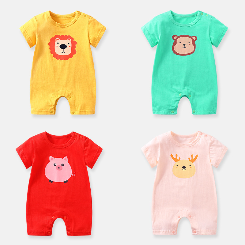 特价清仓婴幼儿短袖连体纯棉男哈衣 新生儿女宝宝夏装睡衣6个月薄|ms