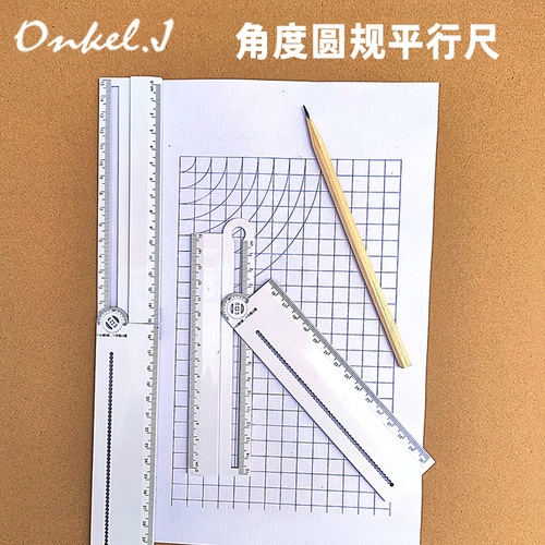 The multi-functional ruler can replace the ruler, angle ruler and compass to draw arc parallel lines and measure the thickness and font size of the lines.