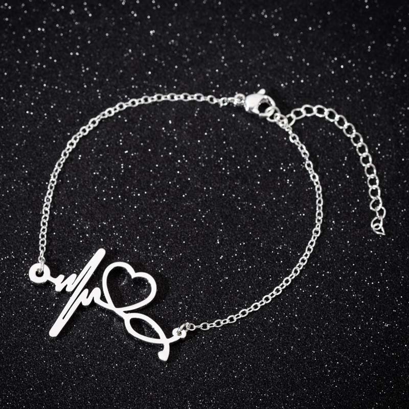 AliExpress Amazon medical stethoscope bracelet love heart heartbeat ECG hand jewelry factory in stock direct sales