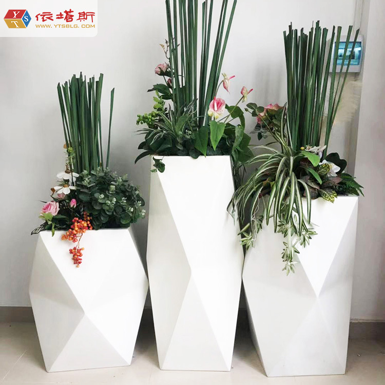 玻璃钢多边形花盆几何组合花盆商场组合花盆菱形花盆定制工厂直销