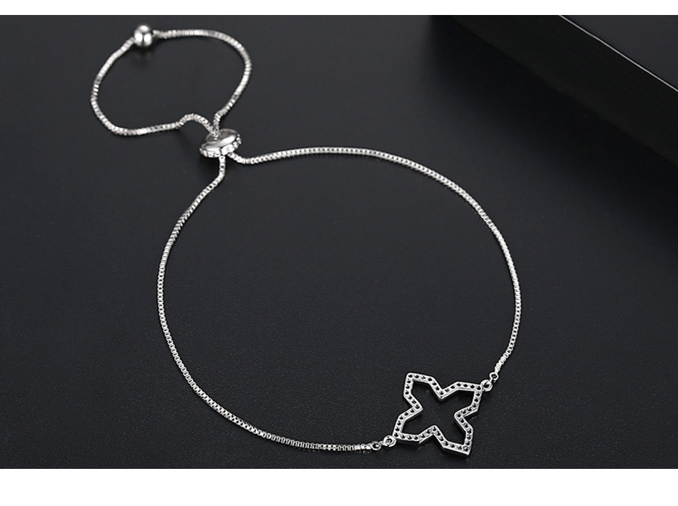 Jinse Lumière Bracelet Japonais Et Coréen Simple Réglable Bracelet Croix Femelle Cuivre Incrusté De Zirconium Pull-out Bracelet Cadeau display picture 5