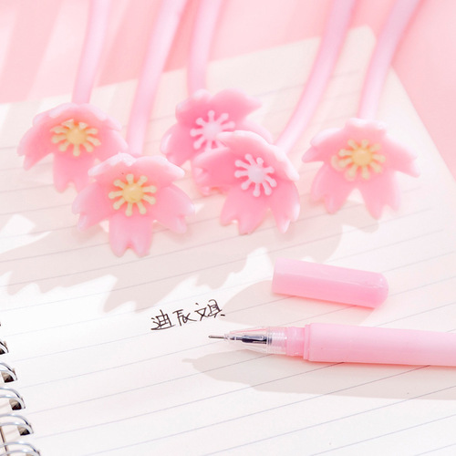 Korean Creative Beautiful Cherry Blossom Gel Pen Small Fresh Cute Flower Pen Student Exam Writing Signature Pen Water Pen