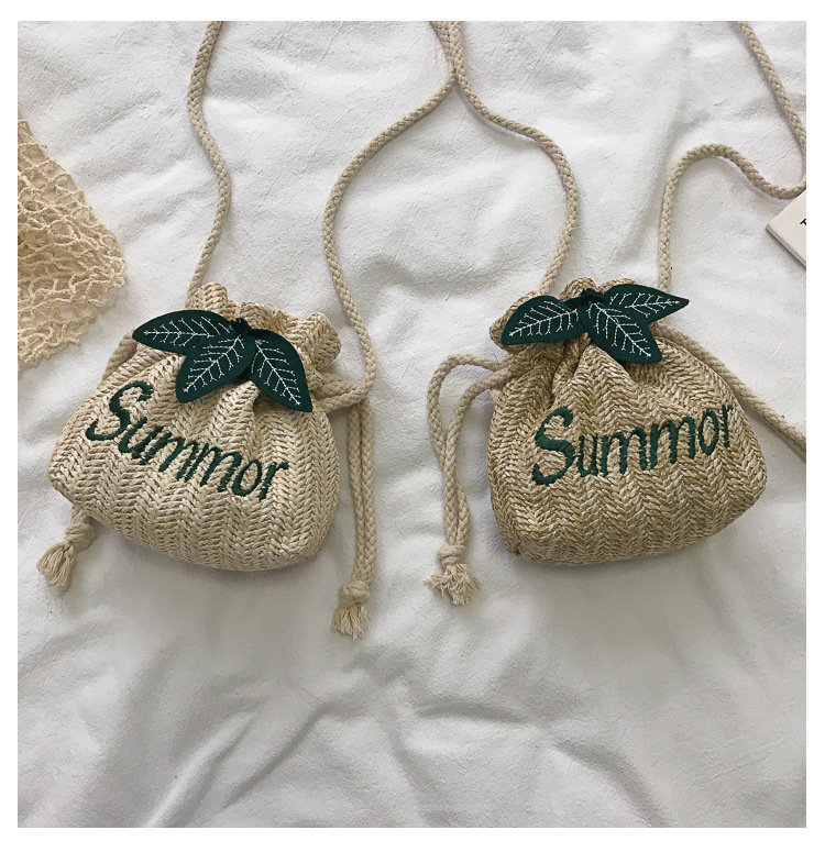 Women's Small Straw Letter Vacation String Straw Bag display picture 44