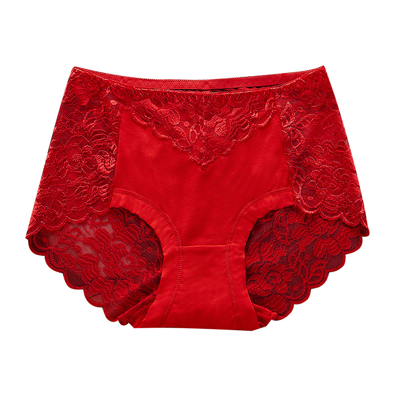 Calzoncillos de niña de levantamiento de cadera respirable cómodo de algodón para mujer Calzoncillos transparentes de encaje sexy sin costuras de cintura media