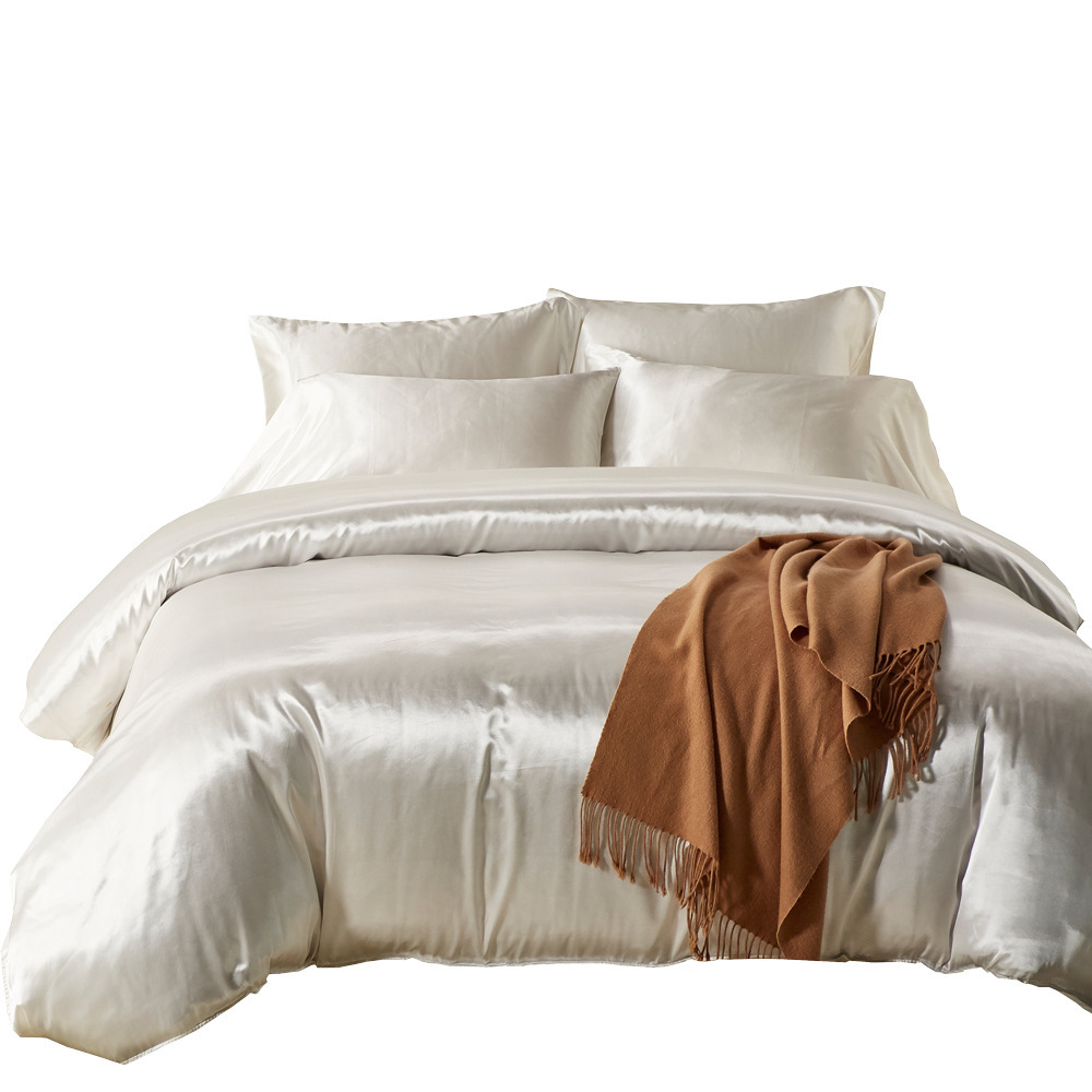 外贸家纺被套亚马逊duvet cover set床上用品色丁纯色三件套批发
