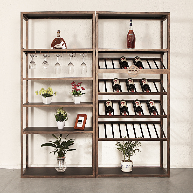 複古歐式鐵藝休閑酒架酒吧酒櫃葡萄酒紅酒收納展示架置物架酒杯架