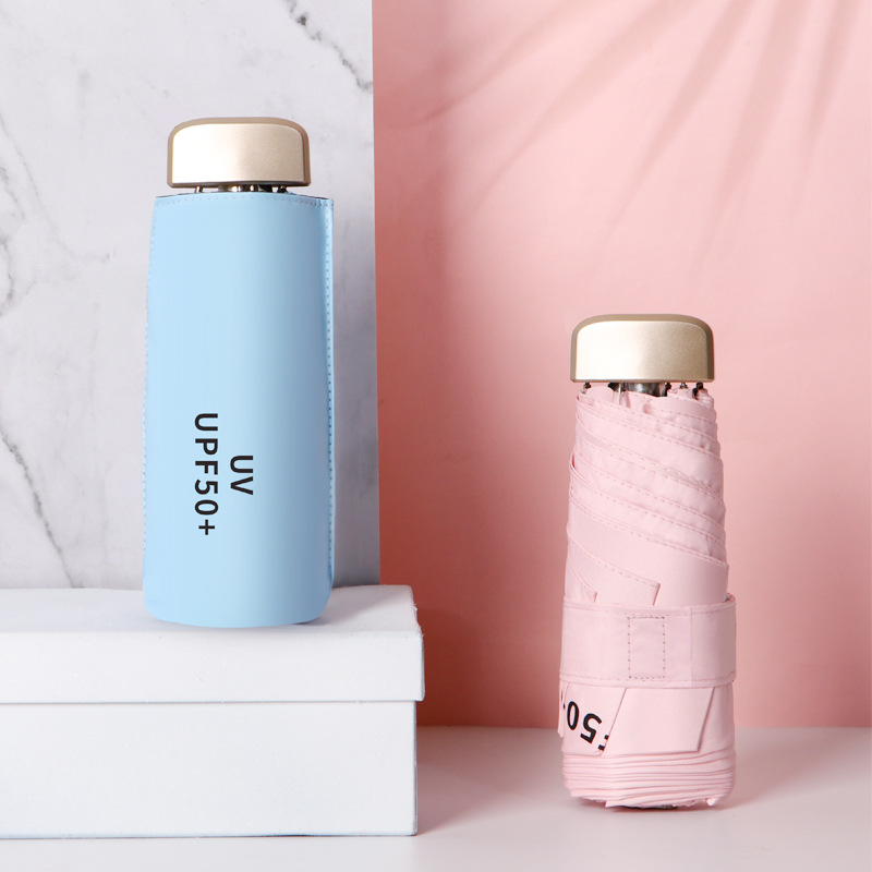 UV扁平口袋太阳伞遮阳防晒防紫外线晴雨伞两用女五折伞折叠广告伞|ms