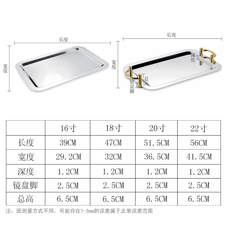 不锈钢镜盘自助餐厅西点盘面包盘子水果盘外贸出口不锈钢盘 5