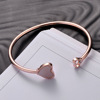 Golden gold bracelet heart shaped, adjustable accessory, Korean style, pink gold, cat's eye