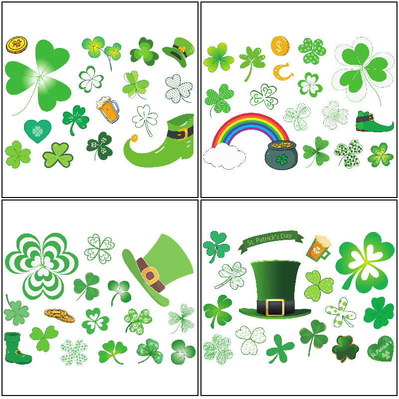 St. Patrick'sDay窗贴爱尔兰玻璃贴墙贴花推拉移门阳台窗贴画