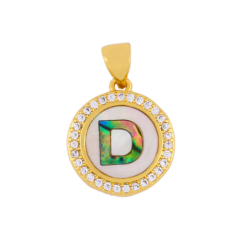 Explosive Letter Necklace Round Colored Shell 26 Letter Diamond Necklace display picture 13