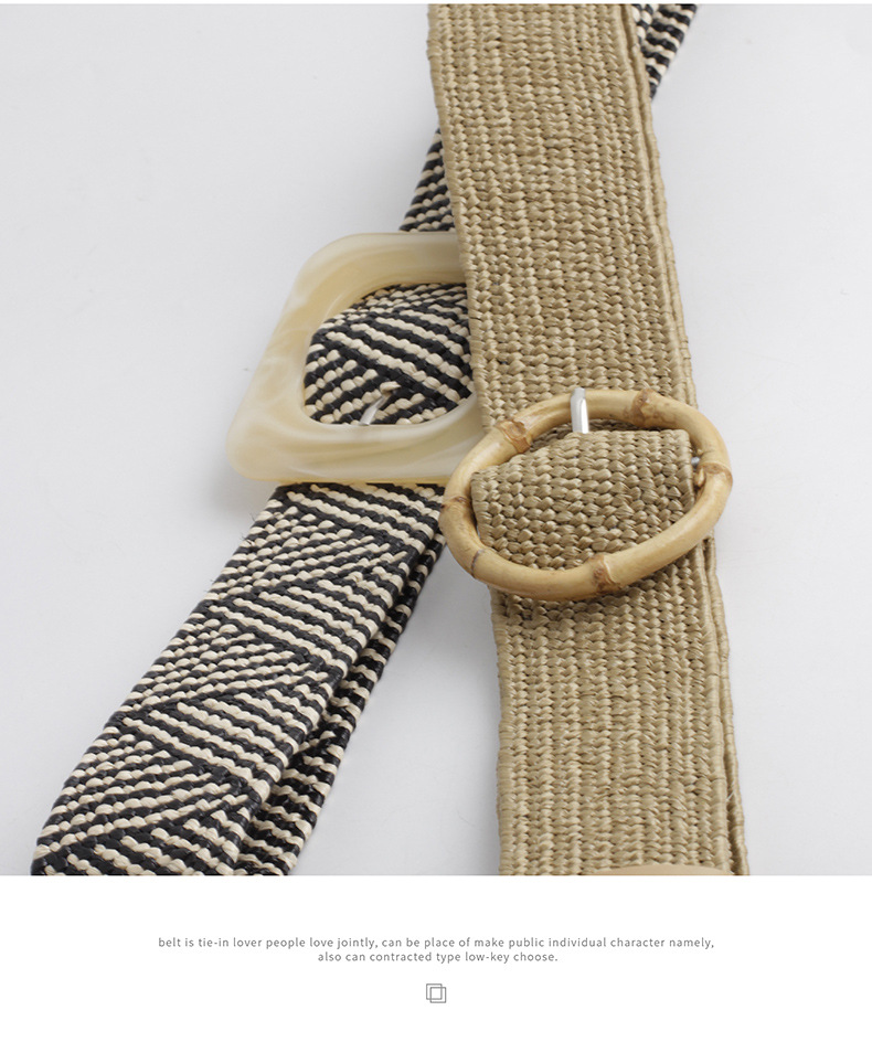 Holiday, Daily Occasion Plastic, Wood, Straw Material Classic Style Geometric Plastic Wood Straw Women's Woven Belts