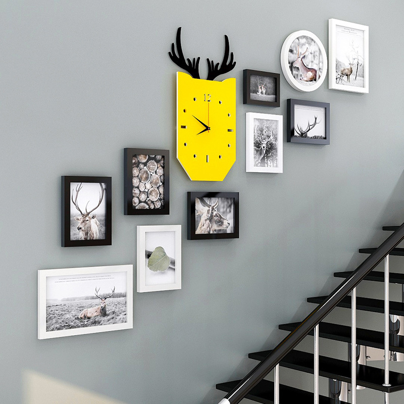 012-10 Frame Photo Wall Wholesale Photo Frame Wall Combination Creative Nordic Style Stair Composite Building Photo Wall 012-10 Frame Photo Wall Wholesale Photo Frame Wall Combination Creative Nordic Style Stair Composite Building Photo Wall