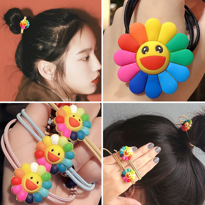 头绳女 韩版泫雅风高弹力扎头发太阳花橡皮筋批发 地毯货源小皮套