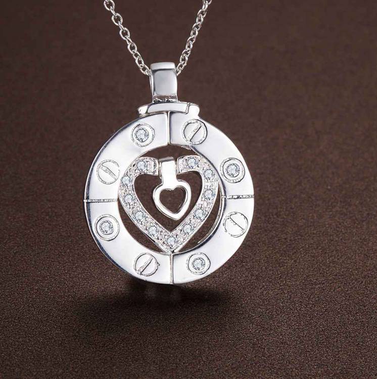 Heart Shape Pattern Unisex Gender Wholesale Jewelry Casual Elegant Heart Shape Copper Silver Plated Plating Pendant Necklace