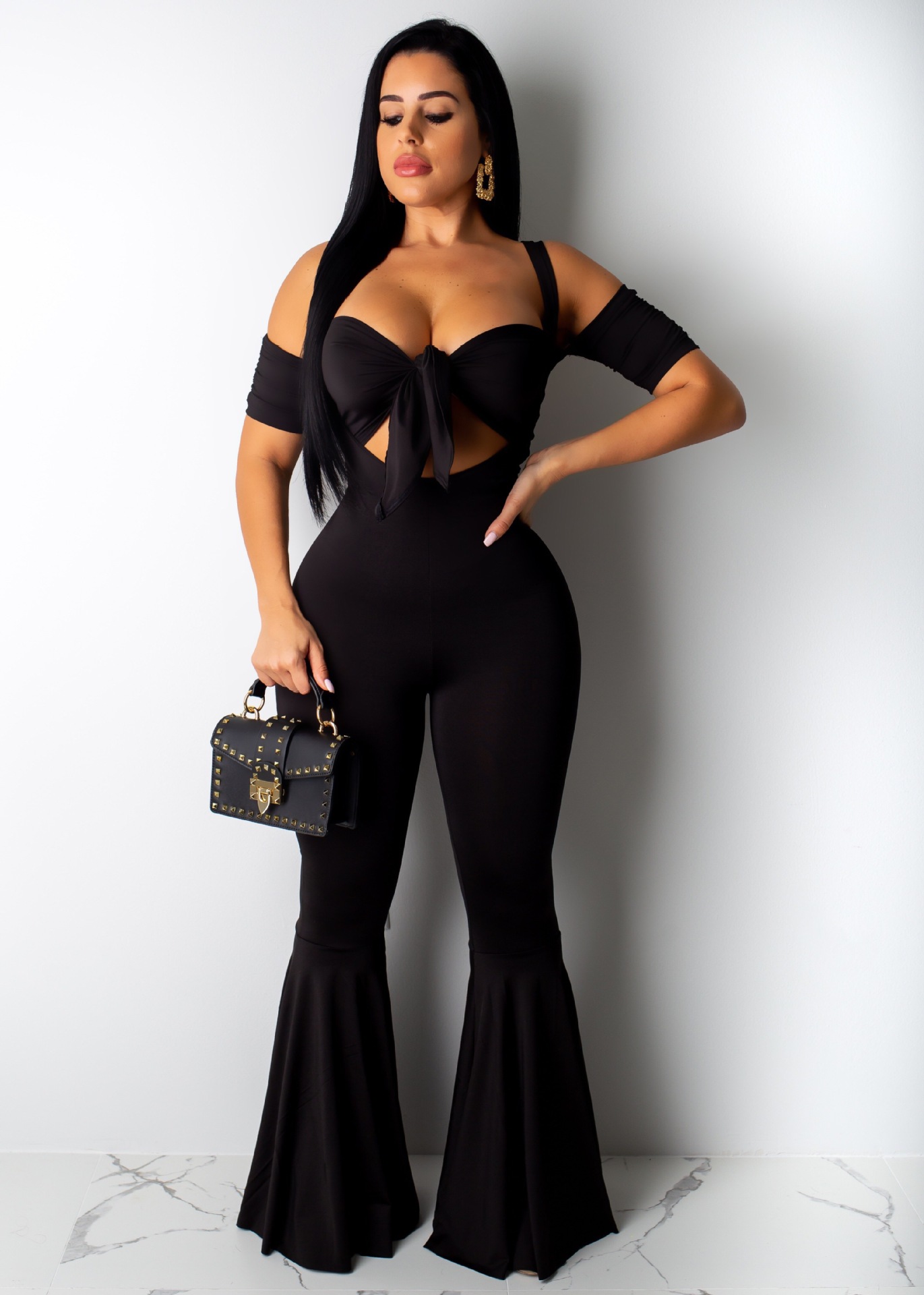 sexy multicolor tube top horn jumpsuit two-piece set NSSJW63026