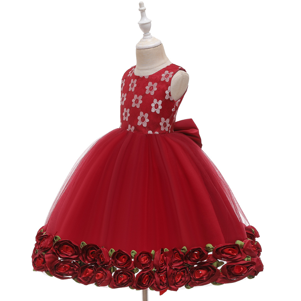 Commerce Extérieur Populaire Style Enfants Robe Filles De Pettiskirt Ourlet Fleur Costume Fleur Enfants Robe De Bébé Plein-année Baptême Robe display picture 9