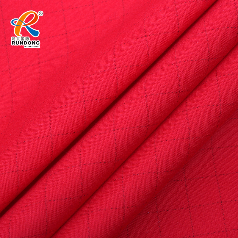 润东批发功能性面料 防静电厚斜纹网格 60/40 32/2*32/2 100*53