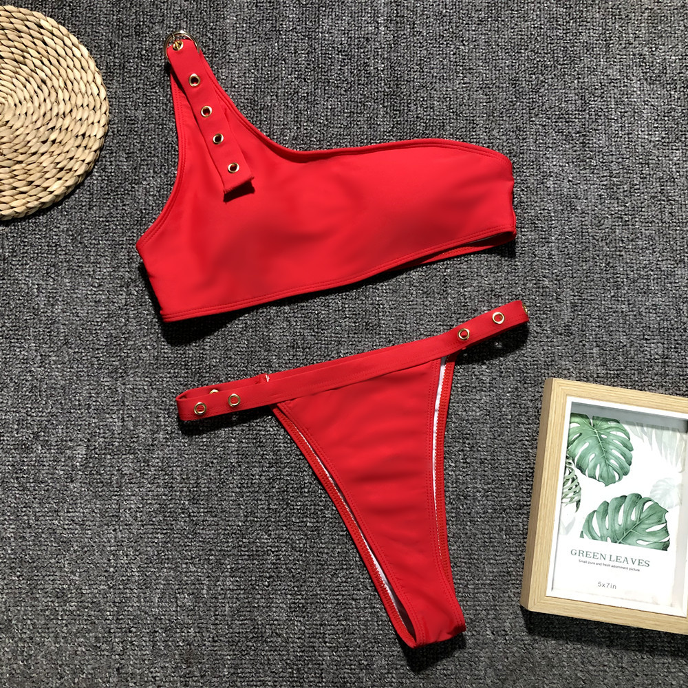 Pure Color Sexy Bikini Split Swimsuit  NSDA21239