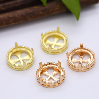 新款diy配件鑄銅寶石托內徑10mm 簡約皇冠底座挂件diy發飾材料