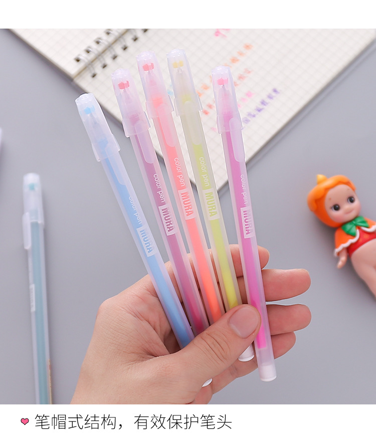 20g Weight Plastic Material Pink, Purple, Red, Green, Blue, Yellow, Black Color Gel Pen Cute Colorful Hand Pen Student With Korean Black Pen Pen Stationery 1