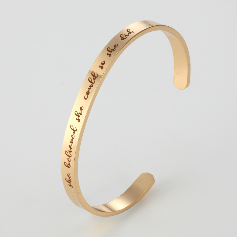 Fashion Letter Stainless Steel Bangle Stainless Steel Bracelets display picture 3