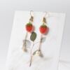 Cute ceramics from pearl, strawberry, summer fashionable short fruit earrings