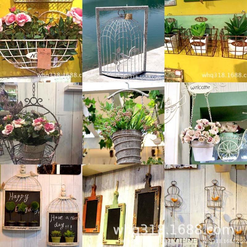 欧式美式乡村壁挂花器北欧家居饰品花房婚庆布置墙饰挂饰花器花架 阿里巴巴