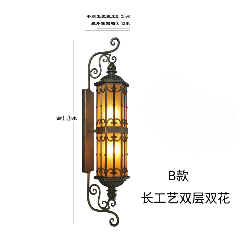 新中式大门壁灯加长防水商业壁灯户外防水别墅墙门口大门室外壁灯-阿里巴巴