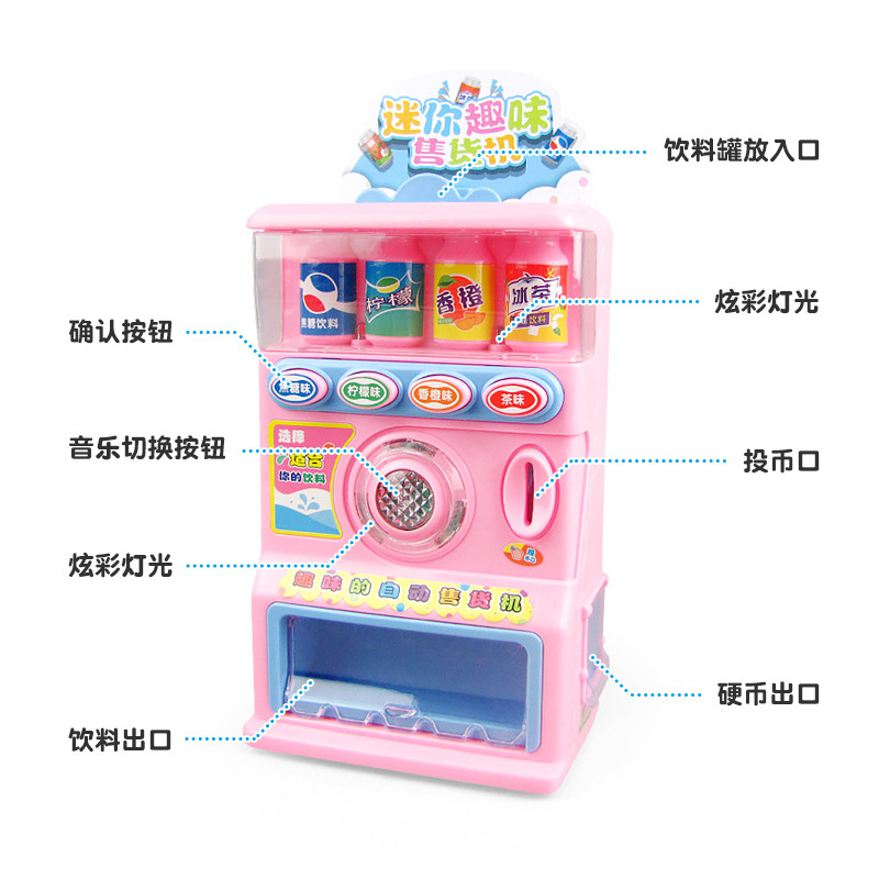 Bebidas DE LOS NIÑOS venta automática mini máquina expendedora y niñas moneda música cajero Candy play House Juguetes