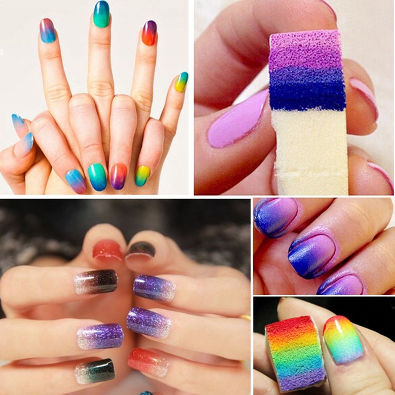 美甲店 白色漸變暈染海棉 三角彩虹綿塊DIY便捷式指甲暈染棉塊