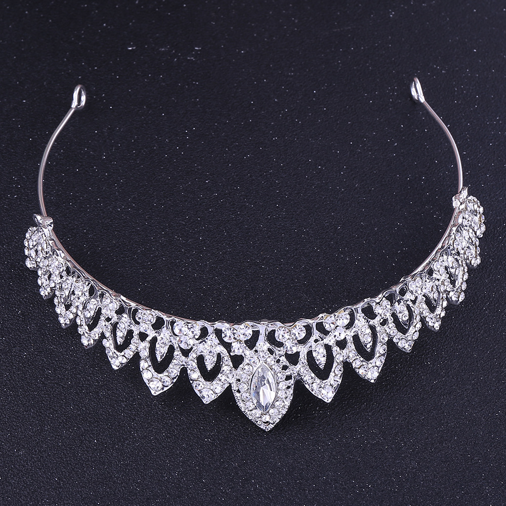 Dame Feuille Alliage Incruster Strass Couronne 1 Pièce display picture 4